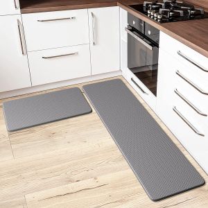Waterproof Oilproof Kitchen Mat PU Leather Kitchen Carpet Non Slip Floor Mat for Living Room Bedroom