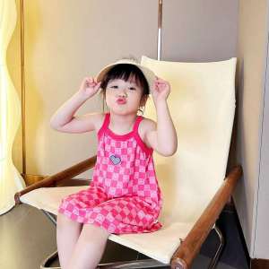 Váy bé gái 2 dây Đầm công chú họa thiết dễ thương váy bé gái thun lạnh mùa hè hàng cao cấp