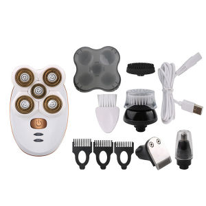 Hengfa Lina 5 Heads Electric Shaver Men Head Polish Hair Trimmer USB Rechargeable Washable 4D Floating Shaving Machine Wet & Dry Razors