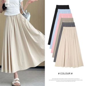 ROIO High Waist Palazzo Pants Lightweight Breathable Wide Leg Pants Japanese Style Elastic Waisted Flared Skirt Pants Summer Season
