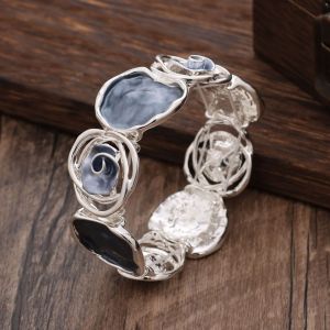 ERYRG Enamel Colored Oil Rose Bracelet Elastic Buckle Geometric Hollowing Out Elastic Flower Bangle Bangle on Hand Vintage Womens Hand Bracelet Gifts for Women Girl