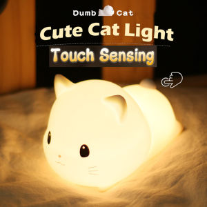 LED Kids Night Light Cute Cat Soft Silicone Baby Nursery Lamp-USB Rechargeable Color Temperature and Brightness Adjustable White and Warm can be Switched Timing Function