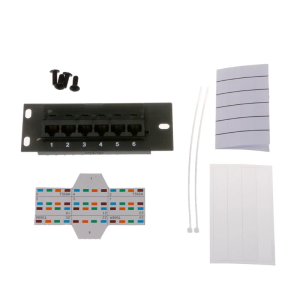 6-Port CAT5e Shielded Patch Panel RJ45 10G Ready Metal Housing Color-Coded Labeling for T568A and T568B WiringBlack