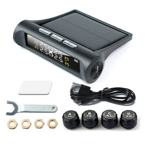 TPMS Car Tire Pressure Monitor System Solar Powered Wireless LED Display Screen Tayar Checking Machine With 4 Sensors