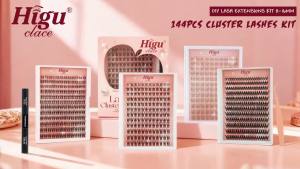 Bộ mi giả rời Higu Clace gồm 144 mi độ cong C màu tự nhiên đi kèm keo dán và dụng cụ gắp mi phù hợp cho người mới bắt đầu kích thước 8-16mm bộ dụng cụ tự làm mi giả mi rời tự nhiên với dải mi mỏng dễ sử dụng (D10).