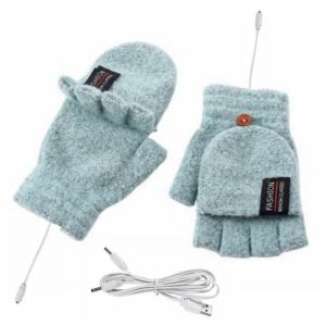 WENSH Warm Male Soft Driving Gloves Skiing Gloves Velvet Letter Adjustable Temperature Fingerless Female Gloves Knitted Cashmere Gloves Winter Heated Gloves USB Electric Heated Gloves