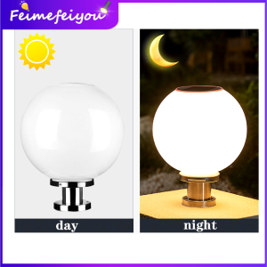 Solar LED Waterproof Wall 20cm Ball Lantern Outdoor Rust Light Sensor Control Lamp Garden Decorative Lighting for Fence Garden Yard Villa with Stainless Steel Base+Acrylic Lamp Body+4800mAh Rechargeable Battery