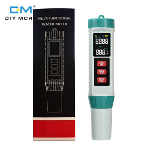 Diymore Độ chính xác cao màu LCD Màn hình Hiển thị năm trong một xách tay đa chức năng kiểm tra chất lượng nước Ph/Ec/Tds/muối/tenp