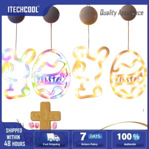 Spring Easter Window Light Bunny Eggs with Battery Power for Festive Seasonal Decoration