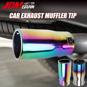 JDMGRAM Stainless Steel Car Exhaust Pipe Universal Auto Silencer Flue Muffler Vehicle Chrome Trim Tail Throat Rear Round Automobile Exterior Accessories