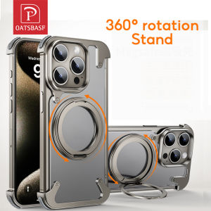 OATSBASF Military Grade Protection Magnetic Phone Case Built-in 360° Rotation Kickstand For iPhone 16 Pro Max/15 Pro Max