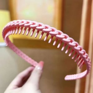 Sacesr Frosted Texture Anti Slip Headbands Anti-Slip Teeth Thin Braided Toothed Headbands Multicolor Wave Toothed Design K6R8Z