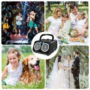 DENLUN ระบบอัตโนมัติเต็มรูปแบบ เครื่องทำฟองอัตโนมัติ พร้อมพัดลม 2 ตัว 26 รู ของเล่นเป่าฟองสบู่ไฟฟ้า แบบพกพา แบบพกพา ตัวสร้างฟองสบู่ที่ได้รับการปรับปรุง วันเกิด งานแต่งงาน