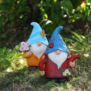 KIDS HOME Resin Gnome Dwarf Flower Pot Cartoon Decorative Hydroponic Flower Holder Ornament Cute Dwarf Statue Vase Balcony