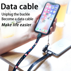 30Cm/85Cm 2 In 1 Ruler Lanyard Charging Cable Compatible For iPhone Micro Usb Type C Charger Cord Date Cable