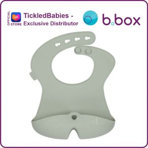 bbox Silicone Bib with deep "stay open" pocket ( b.box australia baby toddler meal travel )