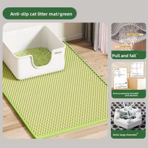 Cat Litter Mat – Extra Large Double-Layer EVA Pet Litter Box Mat Anti-Tracking Sand Control Filter Double-Sided Waterproof Backing Slip-Resistant Honeycomb & Grass Textures Waterproof  Shake Vacuum Rinse with Waternon toxic