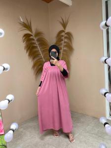 Home Dress Zarra Pendek Polos / Dress wanita Kekinian / Dress kerut dada polos