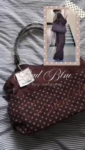South Korea BadBlue Leopard print polka dot tote bag shoulder bag handbag sweet and cool suitable for commuting vintage style versatile and can be carried under the arm
