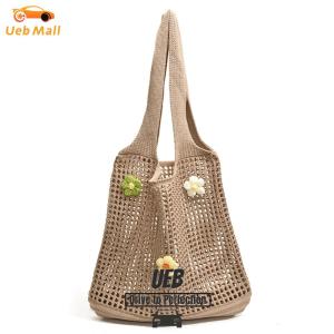 [UEB Mall] Women Knitted Tote Bag Crochet Shoulder Bag Casual Beach Bag Outdoor Travel Bag