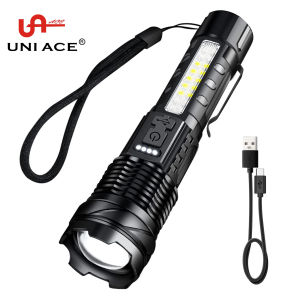 UNI ACE Long Range Flashlight 10000 Lumens Long Range Powerful Camping Flashlight Waterproof Rechargeable Flashlight