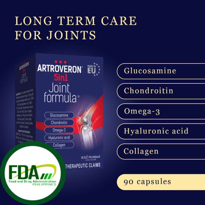 Artroveron 5 in 1 Joint Pain Relief Premium Food Supplement (90 capsules/Box) Lazada PH