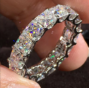 Custom Solid 18K White Gold Women Ring Moissanite Diamonds Princess Square Wedding Party Engagement Anniversary Ring Trendy