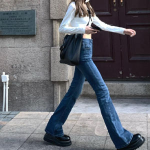 Y2K High Waist Retro Brown Pants American 80’s  For Women Stretch Denim Flare Pants  Fit & Flare BootCut Flared Jeans Casual Versatile Skinny jeans for Women Flare Pants