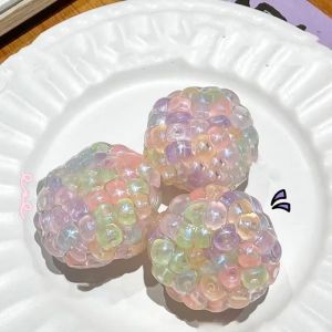Transparent Rainbow Beads Pinching Toy Simulation Super Soft Hand Made Ball Pinch Toy Cartoon Squeeze Bag Creative Slow Rebound Toy Kid Gift