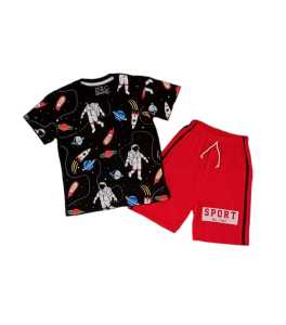 Setelan Baju Anak Laki-Laki D&C Astronot FP Hitam / 3Cars Biru Bxr Usia 2-10 tahun / Pakaian Anak Cowok