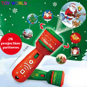 Baby Toys Torch Christmas Story Book LED Projection Flashlight Projector Torch Lamp Toy Early Education Toy Fun Game for Kids ​Holiday Birthday Xmas Gift Light Up Toy