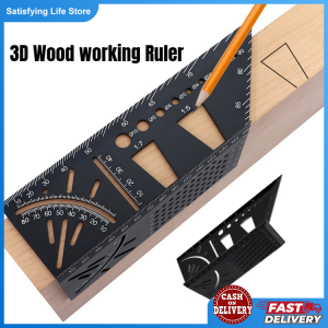 Multi-functional 45/90 Degree Angle Ruler Woodworking Scribe Mark Line Layout Ruler 3D Mitre Angle Measuring Square Gauge