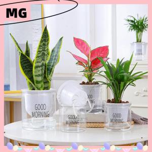 【Magical House】[ New Hot Fashion] Lazy Hydroponic Flower Pot Automatic Water-Absorbing Flowerpot Transparent Double Layer Plastic Self Watering Planter Office