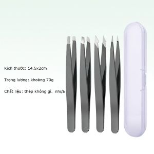 Bộ 4 Nhíp Chính Xác Thép Không Gỉ Cho Lông Mày Tẩy Lông Mặt Đầu Đen Đầu Góc Đầu-HAUSE