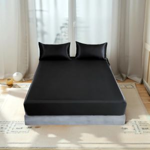 SoraX Silk Bedsheet Full Garterized Smooth & Silky Bedsheet Cooling Silk Bedsheet Mattress Protectors