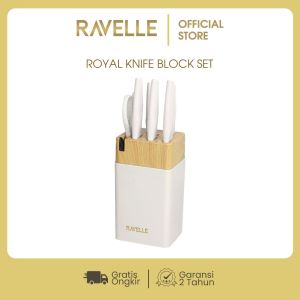 RAVELLE Pisau Dapur Anti Lengket 7 in 1 Set - Royal Block Knife Set