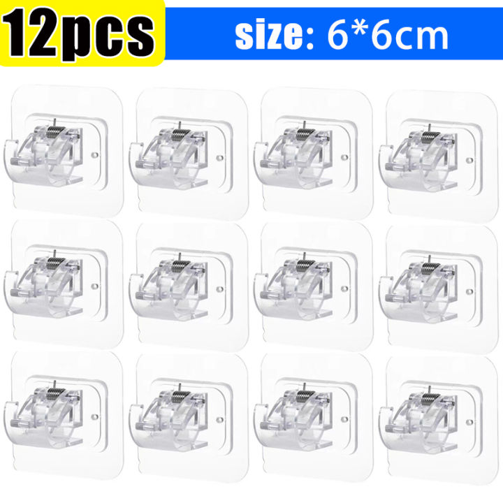 12/6pcs%20Self%20Adhesive%20Rail%20Hooks%20Nail-Free%20Curtain%20Clamp%20Rods%20Clips%20Hook%20Adjustable%20Shower%20Household%20Storage%20Hanging%20Stick%20Rack%20Holder%20-%20Image%2010