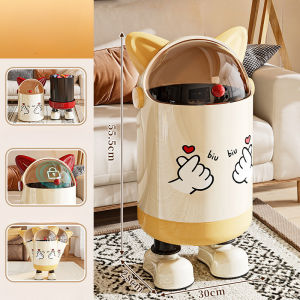 Cartoon Large Capacity Dustbin Can Rubbish Bin Dustbin Tong Sampah Kecil Home Deco Plastic Trash Bin
