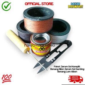 Paket Benang Sol Sepatu + Jarum Sol Sepatu + Gunting Benang + Lem Aibon A