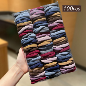 100PCS High Elastic Colorful Hair Ties for Women No Damage Rubber Bands Non-Slip Hair Accessories