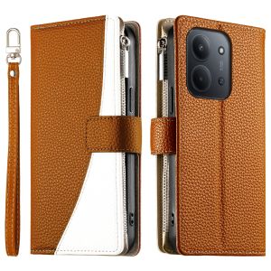 For Xiaomi Redmi 15C 15 14C 13C 13 12C 12 Phone Case Magnetic Leather Color Splicing Wallet Card Slot Flip Cover Casing