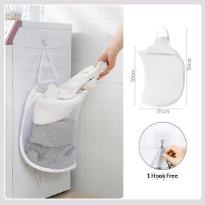 Quần áo bẩn Giỏ quần áo bẩn đựng quần áo giỏ có thể gập lại Giỏ đựng đồ giặt phụ quần áo phòng tắm móc túi nhà treo tường giỏ khung Thùng