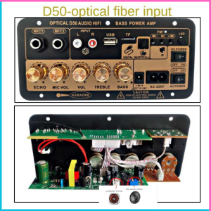 MOOX Papan Audio Amplifier Karaoke Bluetooth with Optical Fiber D50 / Amplifier Board Audio Bluetooth USB 12V/24V 220V Stereo / Mp3 bluetooth 12 volt plus ampli buat karoke super bass Subwoofer D50