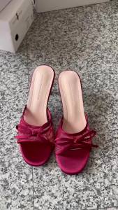 Summer Women Net Butterfly-knot Slippers Fashion Cover Pointed Toe Slip On Mules Shoes Thin High Heel Ladies Elegant Slides Pump