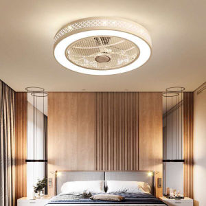 Angelila 40W LED Ceiling Fan with Lights Remote APP Control 20 Inch Flush Mount Kipas Angin Syiling Enclosed White Ceiling Fan with 3-Speed Wind and 3-Color Dimmable Smart Timing