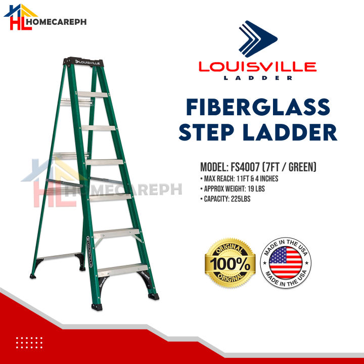 Louisville Fiberglass Step Ladder 7FT (7 Steps) Green FS4007