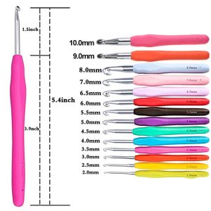 5210BIYU 2.0-10mm Multicolor Soft Grip DIY Craft Tools Weave Yarn Aluminum Crochet Hook Knitting Needles
