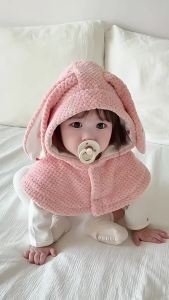 Baby hat for autumn and winter infant scarf neck warmer shawl all-in-one boys and girls padded childrens ear protection hat warm