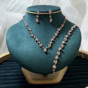 4-piece womens flower necklace with earrings and bracelet set wedding party accessories