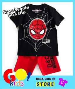 Setelan anak SPIDERMAN Sequin Size 1-6 Tahun / baju anak / baju murah / COD